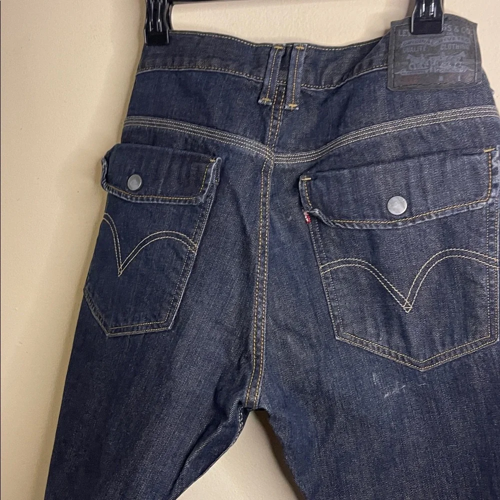 Levi's 514 Slim Straight Dark Wash Denim Snap Flap Double Pockets Size 36X32